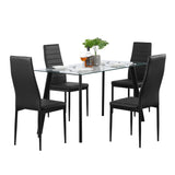 Hot 5 Piece Dining Table Set 4 Chairs Glass Metal Kitchen Room Furniture Black