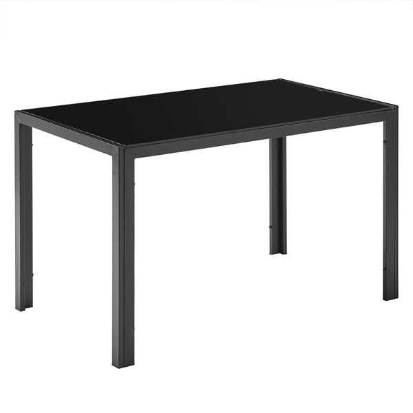 Simple Assembled Tempered Glass & Iron Dinner Table Black