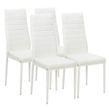 4pcs Elegant Assembled Stripping Texture High Backrest Dining Chairs White