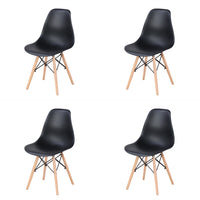 Living Room Chairs/Dining Chairs/Desk Chairs/Office Chairs/Leisure Chairs/Natural Beech Chairs with ABS backrest, a Set of 4, Black