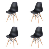 Living Room Chairs/Dining Chairs/Desk Chairs/Office Chairs/Leisure Chairs/Natural Beech Chairs with ABS backrest, a Set of 4, Black