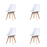 EDLMH Set of 4, ABS PP Nordic Dining Chair with Beech Wood Legs for Dining Room, Living Room, Office, Bedroom, White