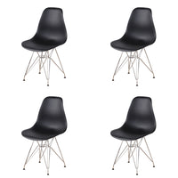 Set of 4 Modern Design Dining Chair with Chrome Metal Legs, Nordic Style Exquisite Design Chair for Living room, Office, Study, Bedroom, Black