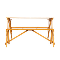 138.5*137*75cm Solid Wood Load-Bearing 150kg Dual-Purpose Conjoined Table And Chair Yellow