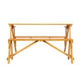 138.5*137*75cm Solid Wood Load-Bearing 150kg Dual-Purpose Conjoined Table And Chair Yellow