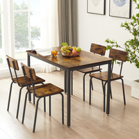 Dining Table Set 5-Piece Dining Chair with Backrest(Rustic Brown)