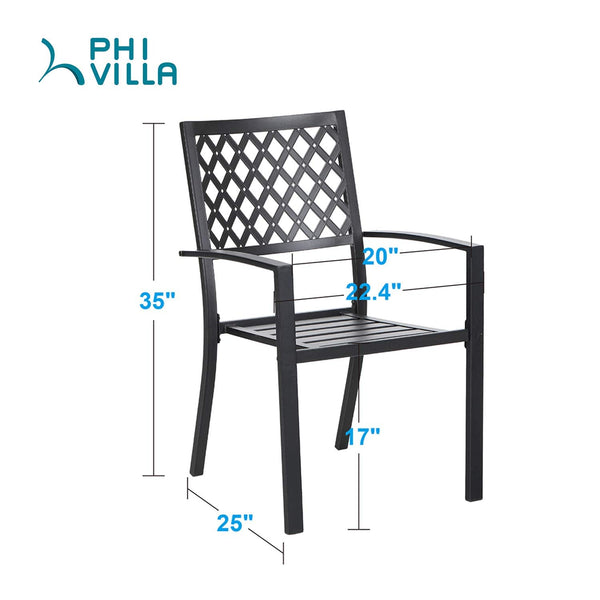 Metal Outdoor Stackable Dining Armchair (Set of 2)