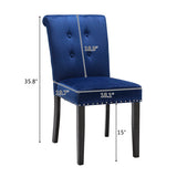 Velvet Fabric / Rubber Wood Legs / Cushion Original Cotton Density 26   Spring / Nail Dressing Stool Two Sets Blue