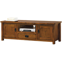 Solid Oak Wood TV Stand With Cabinet and Storage Drawer