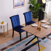 Velvet Fabric / Rubber Wood Legs / Cushion Original Cotton Density 26   Spring / Nail Dressing Stool Two Sets Blue