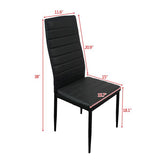 4pcs Elegant Assembled Stripping Texture High Backrest Dining Chairs Black