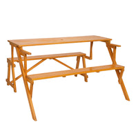 138.5*137*75cm Solid Wood Load-Bearing 150kg Dual-Purpose Conjoined Table And Chair Yellow