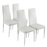 5 Piece Dining Set GlassTable and 4 Leather Chair for Kitchen Dining White