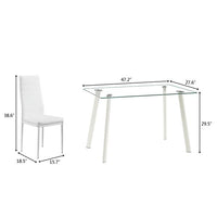 Hot 5 Piece Dining Table Set 4 Chairs Glass Metal Kitchen Room Furniture White