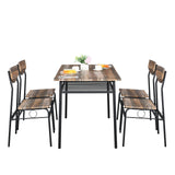 Rectangular Disassembly and Assembly P2 Board Iron Compartment 1 Table 4 Chairs Dining Table and Chair Set Natural Color