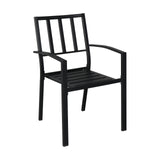 2pcs Dining Chair and 1pc Dining Table Backrest Table Top Vertical Grid  Courtyard Iron Table And Chair Set Black