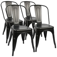 a Set of 4, Navy Chairs, Metal Chairs, Dining Chairs, Restaurant/Beach Chairs, Black