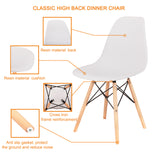 Living Room Chairs/Dining Chairs/Desk Chairs/Office Chairs/Leisure Chairs/Natural Beech Chairs with ABS backrest, a Set of 4, White