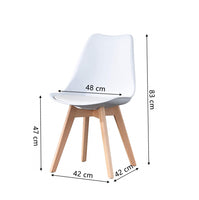 EDLMH Set of 4, ABS PP Nordic Dining Chair with Beech Wood Legs for Dining Room, Living Room, Office, Bedroom, White