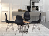 Set of 4 Modern Design Dining Chair with Chrome Metal Legs, Nordic Style Exquisite Design Chair for Living room, Office, Study, Bedroom, Black