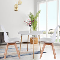 EDLMH Set of 4, ABS PP Nordic Dining Chair with Beech Wood Legs for Dining Room, Living Room, Office, Bedroom, White