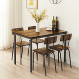 Dining Table Set 5-Piece Dining Chair with Backrest(Rustic Brown)