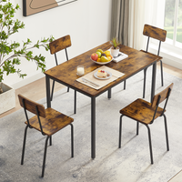 Dining Table Set 5-Piece Dining Chair with Backrest(Rustic Brown)