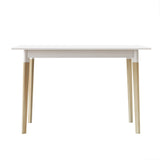 Modern Dining Table 47 Inch Kitchen Table Rectangular Top with Solid Wood Leg-White