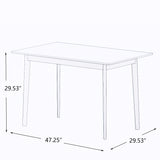 Modern Dining Table 47 Inch Kitchen Table Rectangular Top with Solid Wood Leg-White