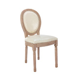 Set of 2 Upholstered French Dining Chair with rubber legs PU leather, Beige