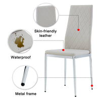 Armless High Back Dining Chair, 4-piece set, Office Chair. Applicable to DiningRoom, Living Room, Kitchen and Office.Grey Chair and Electroplated Metal Leg