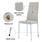 Armless High Back Dining Chair, 4-piece set, Office Chair. Applicable to DiningRoom, Living Room, Kitchen and Office.Grey Chair and Electroplated Metal Leg