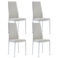 Armless High Back Dining Chair, 4-piece set, Office Chair. Applicable to DiningRoom, Living Room, Kitchen and Office.Grey Chair and Electroplated Metal Leg