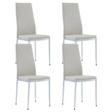 Armless High Back Dining Chair, 4-piece set, Office Chair. Applicable to DiningRoom, Living Room, Kitchen and Office.Grey Chair and Electroplated Metal Leg