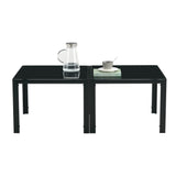 Coffee Table Set of 2, Square Modern Table with Tempered Glass Finish for Living Room,Black