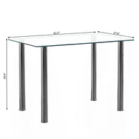 4-seat simple rectangular cylindrical leg table tempered glass stainless steel clear glass 110 * 70 * 75cm N201（Replace encoding13029115）