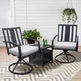 3 Pcs Outdoor Patio Swivel Dining Chair Set with Cushion and Side Table, Gray