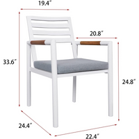 2Pcs Outdoor Dining Chairs, Aluminum Dining Armchair with Cushion