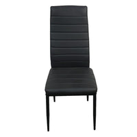 4pcs Elegant Assembled Stripping Texture High Backrest Dining Chairs Black（Replace encoding：13028198-18410366）