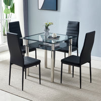 4pcs Elegant Assembled Stripping Texture High Backrest Dining Chairs Black（Replace encoding：13028198-18410366）