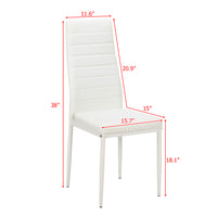 4pcs Elegant Assembled Stripping Texture High Backrest Dining Chairs White(Alternate code: 86358020)