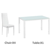 4pcs Elegant Assembled Stripping Texture High Backrest Dining Chairs White (Alternate code: 76168358)