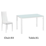 4pcs Elegant Assembled Stripping Texture High Backrest Dining Chairs White (Alternate code: 76168358)