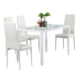 4pcs Elegant Assembled Stripping Texture High Backrest Dining Chairs White (Alternate code: 76168358)