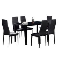 Simple Assembled Tempered Glass & Iron Dinner Table Black(Replacement code: 21491449)