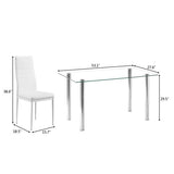 Simple Assembled Transparent Glass & Iron Dinner Table