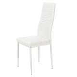 4pcs Elegant Assembled Stripping Texture High Backrest Dining Chairs White