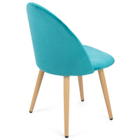 Set of 2 Exquisite Velvet Dining Chair, Kitchen/Bedroom/Lounge Chair with Metal Wood Grain Color Legs, Sky Blue