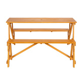 138.5*137*75cm Solid Wood Load-Bearing 150kg Dual-Purpose Conjoined Table And Chair Yellow