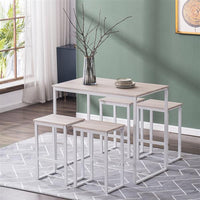 (100 x 60 x 87)cm Oak Simple 87cm High Bar Table and Chairs Set of 5 PVC Paper Lacquered White matte White